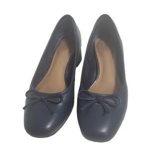 Clarks Shoes Womens 7 Cala Lucky Pumps Slip On Navy Leather Round Toe Bl…